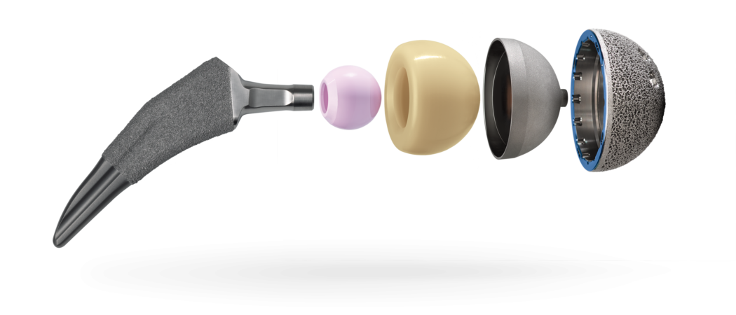 Dual Mobility Exploded Osseo Ti W Taperloc Microplasty